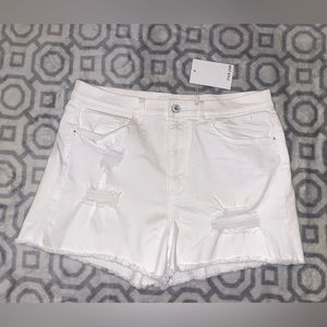 Sneak Peek White Distressed Denim Jean Shorts
